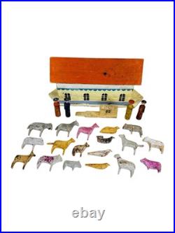 Antique 1800s German Erzgebirge Noah's Ark 22 piece hand-painted set Antique 1800s German Erzgebirge Noah's Ark 22 piece hand-painted set