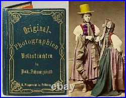 Antique 1800s HAND COLORED CDV PHOTOS German Album ETHNIC COSTUME Volkstrachten
