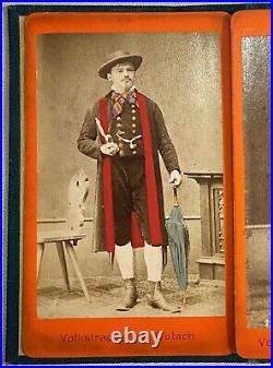 Antique 1800s HAND COLORED CDV PHOTOS German Album ETHNIC COSTUME Volkstrachten