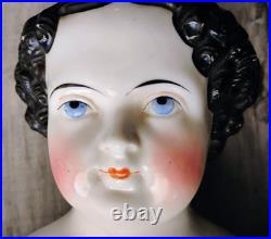 Antique 1850's 23 German China Doll Head Flat Top Covered Wagon Style Unmarked Antique 1850's 23 German China Doll Head Flat Top Covered Wagon Style Unmarked