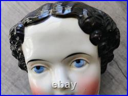 Antique 1850's 23 German China Doll Head Flat Top Covered Wagon Style Unmarked