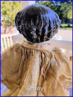 Antique 1850's 23 German China Doll Head Flat Top Covered Wagon Style Unmarked
