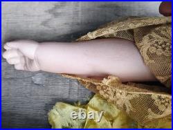 Antique 1850's 23 German China Doll Head Flat Top Covered Wagon Style Unmarked