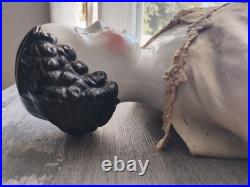 Antique 1850's 23 German China Doll Head Flat Top Covered Wagon Style Unmarked
