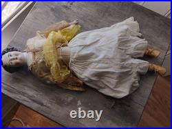Antique 1850's 23 German China Doll Head Flat Top Covered Wagon Style Unmarked