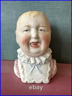Antique 1890s Germany bisque crying piano baby child novelty match vase Antique 1890s Germany bisque crying piano baby child novelty match vase