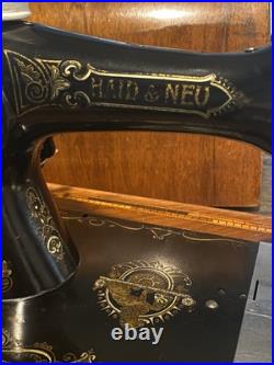 Antique 1900s German made Haid & Neu Karlsruhe Hand Crank Sewing Machine Antique 1900s German made Haid & Neu Karlsruhe Hand Crank Sewing Machine
