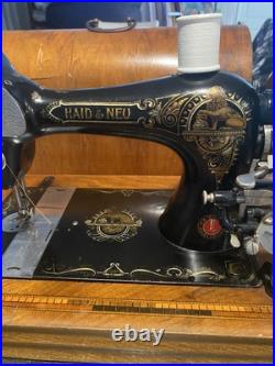 Antique 1900s German made Haid & Neu Karlsruhe Hand Crank Sewing Machine Antique 1900s German made Haid & Neu Karlsruhe Hand Crank Sewing Machine