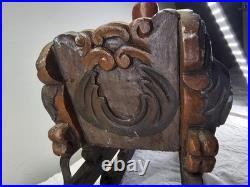 Antique 1920s Austrian German Hand Carved Painted Wood Figure Iron Sleigh Sled