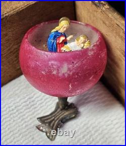 Antique 1930s German Blown Mercury Glass 3 Clip-on Cup Style Christmas Ornament