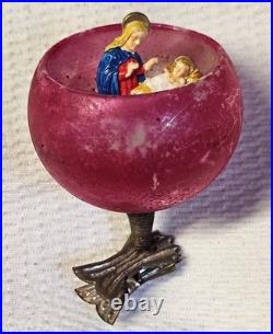 Antique 1930s German Blown Mercury Glass 3 Clip-on Cup Style Christmas Ornament