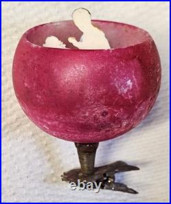 Antique 1930s German Blown Mercury Glass 3 Clip-on Cup Style Christmas Ornament