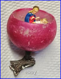 Antique 1930s German Blown Mercury Glass 3 Clip-on Cup Style Christmas Ornament