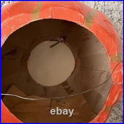Antique 1930s German Paper Mache Halloween Jack O' Lantern Pulp Pumpkin Bucket