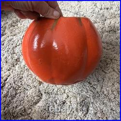 Antique 1930s German Paper Mache Halloween Jack O' Lantern Pulp Pumpkin Bucket