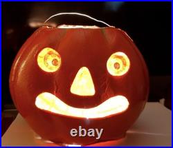Antique 1930s German Paper Mache Halloween Jack O' Lantern Pulp Pumpkin Bucket Antique 1930s German Paper Mache Halloween Jack O' Lantern Pulp Pumpkin Bucket