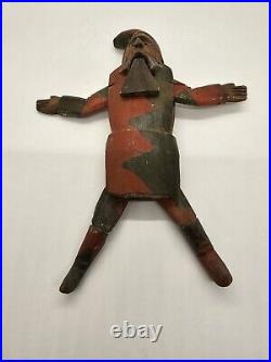 Antique 19th Century German Hand Carved Gnome Jumping Jack Santa Ornament