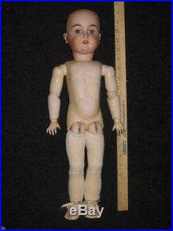 Antique 20 German Bisque Head Karl Hartmann Doll, Glass Eyes, Jtd Body