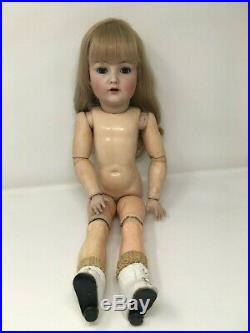 Antique 24 K & R Simon & Halbig 117 German Bisque Character Doll Velvet +Rabbit