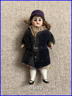 Antique 3.5 All Original All Bisque German Kling Dollhouse Doll Glass Eyes Antique 3.5 All Original All Bisque German Kling Dollhouse Doll Glass Eyes
