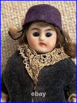 Antique 3.5 All Original All Bisque German Kling Dollhouse Doll Glass Eyes Antique 3.5 All Original All Bisque German Kling Dollhouse Doll Glass Eyes