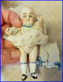 Antique 4 GERMAN All Bisque KESTNER 208 Doll GLASS SLEEP EYES Precious girl