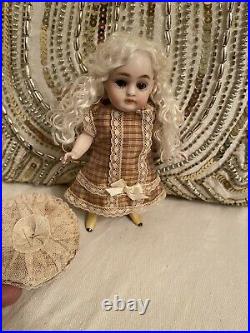Antique 5.25 All Bisque Kestner 150 Doll With Yellow Boots As Is Displays Well