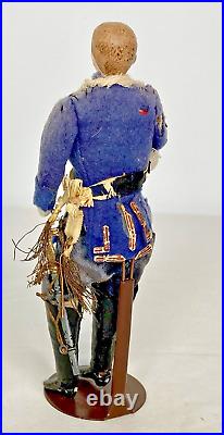 Antique 6 Bisque German Dollhouse Wounded Soldier Mustache, Orig. Outfit, Sword