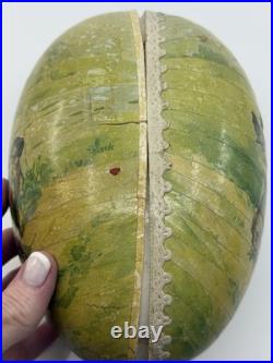Antique 7.75 German Lithographed Papier Mache Easter Egg Candy Box c. 1895-1915