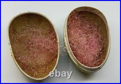 Antique 7.75 German Lithographed Papier Mache Easter Egg Candy Box c. 1895-1915