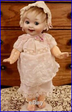 Antique 9 C1890 German Bisque AM 222 My Fairy Googlie Doll withNice Body &Outfit