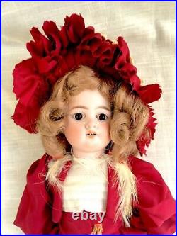 Antique AM Armand Marseille 1894 Jointed Bisque Doll Brown Glass Eyes 14-1/2