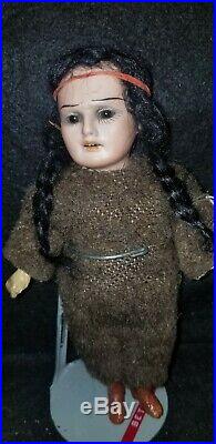 Antique ARMAND MARSEILLE American Indian Native Doll Bisque Compo Germany 8/0