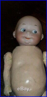 Antique A & M 320 Bisque Head Googly Boy Doll Armand Marseille 7.5 Appro