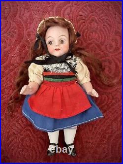 Antique Adorable 6 Glass Eyes All Bisque German Doll & 2 Cute Dolls & Chair LOT