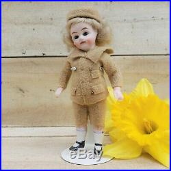 Antique All Bisque Doll 4 German Little Boy mold #31 32 Blue Glass Eyes Blonde