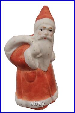 Antique All Bisque German Santa Carrying Bag Miniature