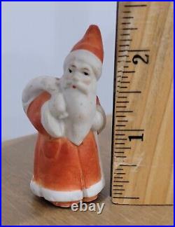 Antique All Bisque German Santa Carrying Bag Miniature