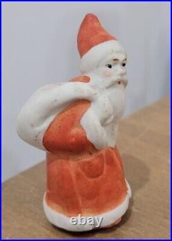 Antique All Bisque German Santa Carrying Bag Miniature