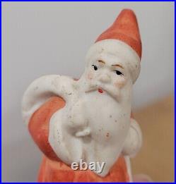 Antique All Bisque German Santa Carrying Bag Miniature