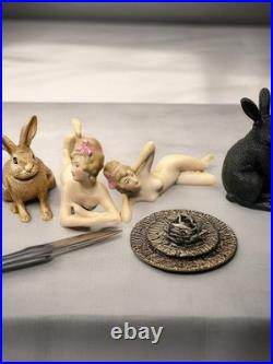 Antique Art Deco German Bisque Bathing Beauty Nude Figurine Vintage