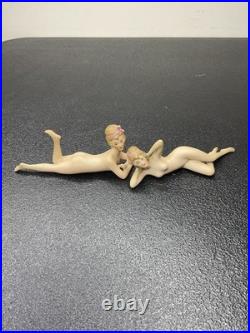 Antique Art Deco German Bisque Bathing Beauty Nude Figurine Vintage