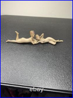Antique Art Deco German Bisque Bathing Beauty Nude Figurine Vintage