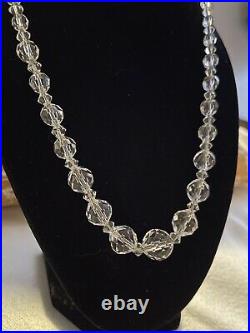 Antique Art Deco German Crystal Graduated Faceted Beads Necklace