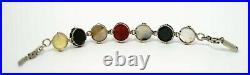 Antique Art Deco German Silver Bracelet Bloodstone Carnelian Agate Gemstone Link