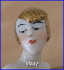 Antique Art Deco Half Doll German Unusual Gold Hair Arms Away Rare