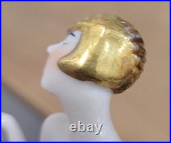 Antique Art Deco Half Doll German Unusual Gold Hair Arms Away Rare