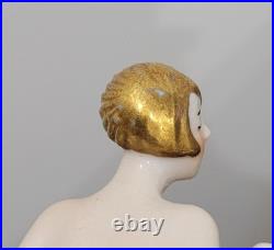 Antique Art Deco Half Doll German Unusual Gold Hair Arms Away Rare