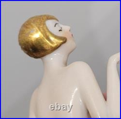 Antique Art Deco Half Doll German Unusual Gold Hair Arms Away Rare