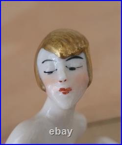 Antique Art Deco Half Doll German Unusual Gold Hair Arms Away Rare